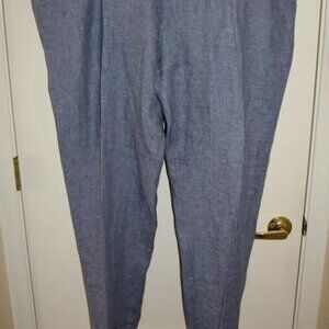 MURANO Baird McNutt Linen Dress Pants Men's Big & Tall 50x32 Blue Flat Front